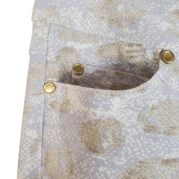 J. McLaughlin Snakeskin Print Mid-rise Lexi Slim Jeans Periwinkle Tan Size 8 - Picture 11 of 12